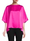 Renee C Women's Oversized Satin Top In Fuchsia