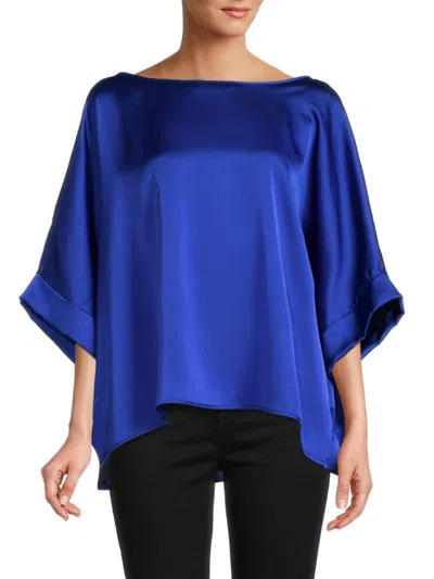 Renee C Women's Oversized Satin Top In Royal Blue