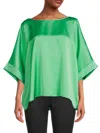 Renee C Women's Oversized Satin Top In Tea Green