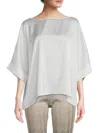 Renee C Women's Oversized Satin Top In White