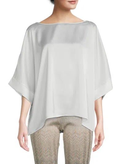 Renee C Women's Oversized Satin Top In White