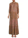 Renee C Women's Paisley Print Tiered Maxi Dress In Rose