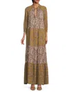 Renee C Women's Paisley Print Tiered Maxi Dress In Sand