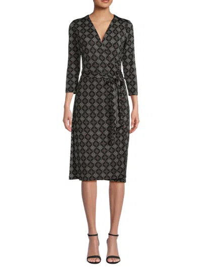 Renee C Women's Pineapple Print Sheath Wrap Dress In Black Multi