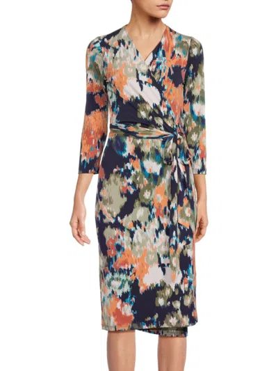 Renee C Women's Pineapple Print Sheath Wrap Dress In Sienna
