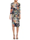 Renee C Women's Pineapple Print Sheath Wrap Dress In Taupe