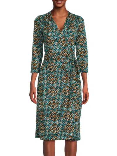 Renee C Women's Pineapple Print Sheath Wrap Dress In Teal