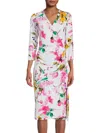 Renee C Women's Pineapple Print Sheath Wrap Dress In White Multi