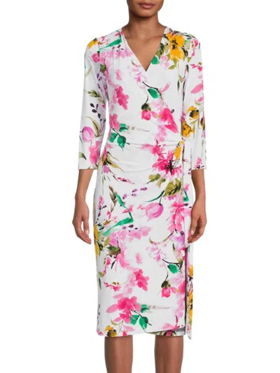 Renee C Women's Pineapple Print Sheath Wrap Dress In White Multi
