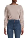 Renee C Women's Pleated Crop Top In Beige