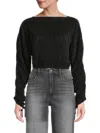 Renee C Women's Pleated Crop Top In Black