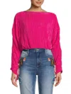 Renee C Women's Pleated Crop Top In Pink