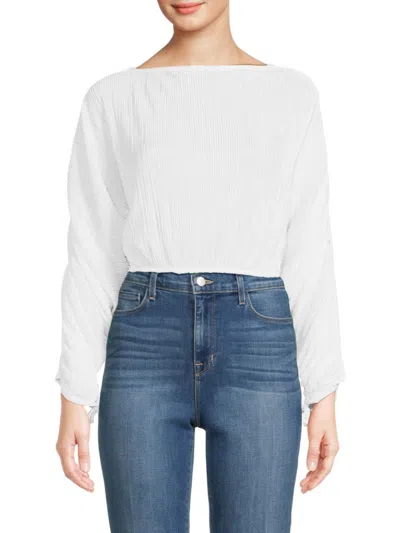 Renee C Women's Pleated Crop Top In White