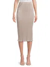 Renee C Women's Pleated Midi Skirt In Beige