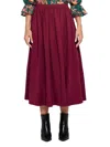 Renee C Flared A-line Midi Skirt In Burgundy