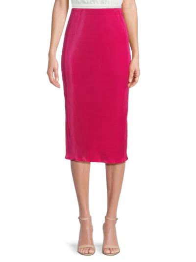 Renee C Women's Pleated Midi Skirt In Dark Fuchsia