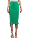 Renee C Women's Pleated Midi Skirt In Emerald Green