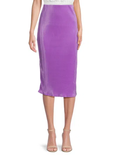 Renee C Women's Pleated Midi Skirt In Neon Lavender