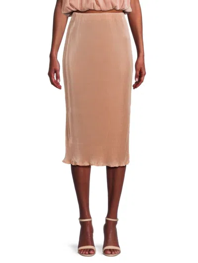 Renee C Women's Plisse Sheath Midi-skirt In Rose