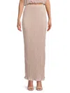 Renee C Women's Pleated Slit Maxi Skirt In Beige