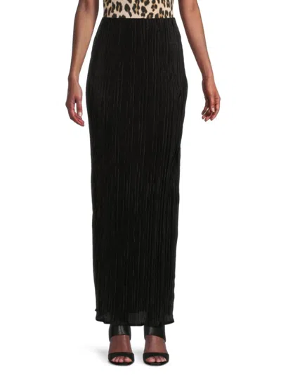 Renee C Women's Pleated Slit Maxi Skirt In Black