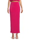 Renee C Women's Pleated Slit Maxi Skirt In Pink