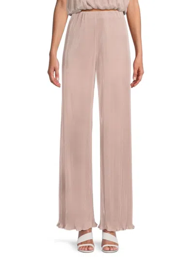 Renee C Women's Pleated Straight Leg Pants In Beige