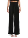 Renee C Women's Pleated Straight Leg Pants In Black