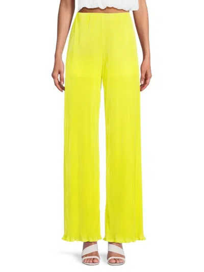 Renee C Women's Pleated Straight Leg Pants In Citron