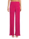 Renee C Women's Pleated Straight Leg Pants In Dark Fuchsia