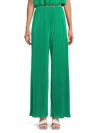 Renee C Women's Pleated Straight Leg Pants In Emerald Green