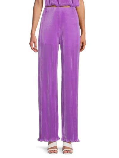 Renee C Women's Pleated Straight Leg Pants In Lavender