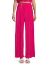 Renee C Women's Pleated Straight Leg Pants In Pink