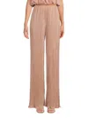 Renee C Women's Pleated Straight Leg Pants In Rose