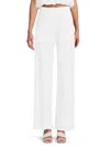 Renee C Women's Pleated Straight Leg Pants In White