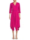 Renee C Women's Plisse Asymmetric Midi Dress In Dark Fuchsia