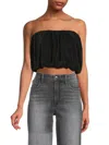 Renee C Women's Plisse Blouson Tube Top In Black