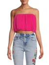 Renee C Women's Plisse Blouson Tube Top In Dark Fuchsia