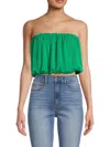 Renee C Women's Plisse Blouson Tube Top In Emerald Green