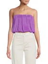 Renee C Women's Plisse Blouson Tube Top In Neon Lavender