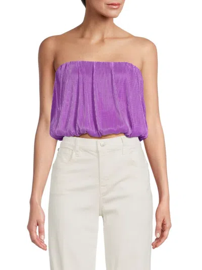 Renee C Women's Plisse Blouson Tube Top In Neon Lavender