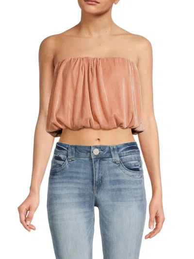 Renee C Women's Plisse Blouson Tube Top In Rose