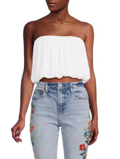 Renee C Women's Plisse Blouson Tube Top In White