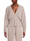 Renee C Women's Plisse Dolman Sleeve Top In Beige
