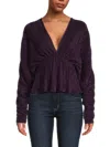 Renee C Women's Plisse Dolman Sleeve Top In Plum