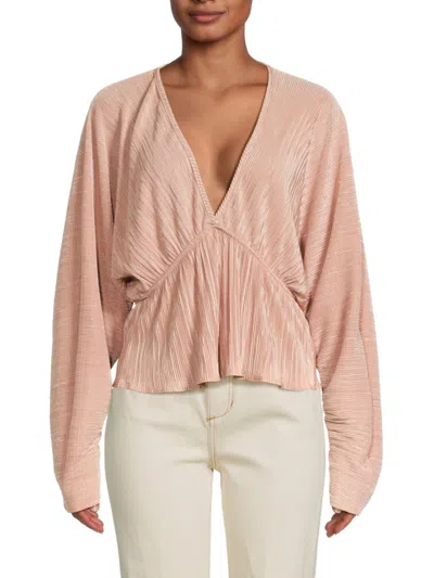 Renee C Women's Plisse Dolman Sleeve Top In Rose