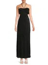 Renee C Women's Plisse Halter Maxi Dress In Black