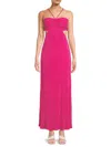 Renee C Women's Plisse Halter Maxi Dress In Dark Fuchsia