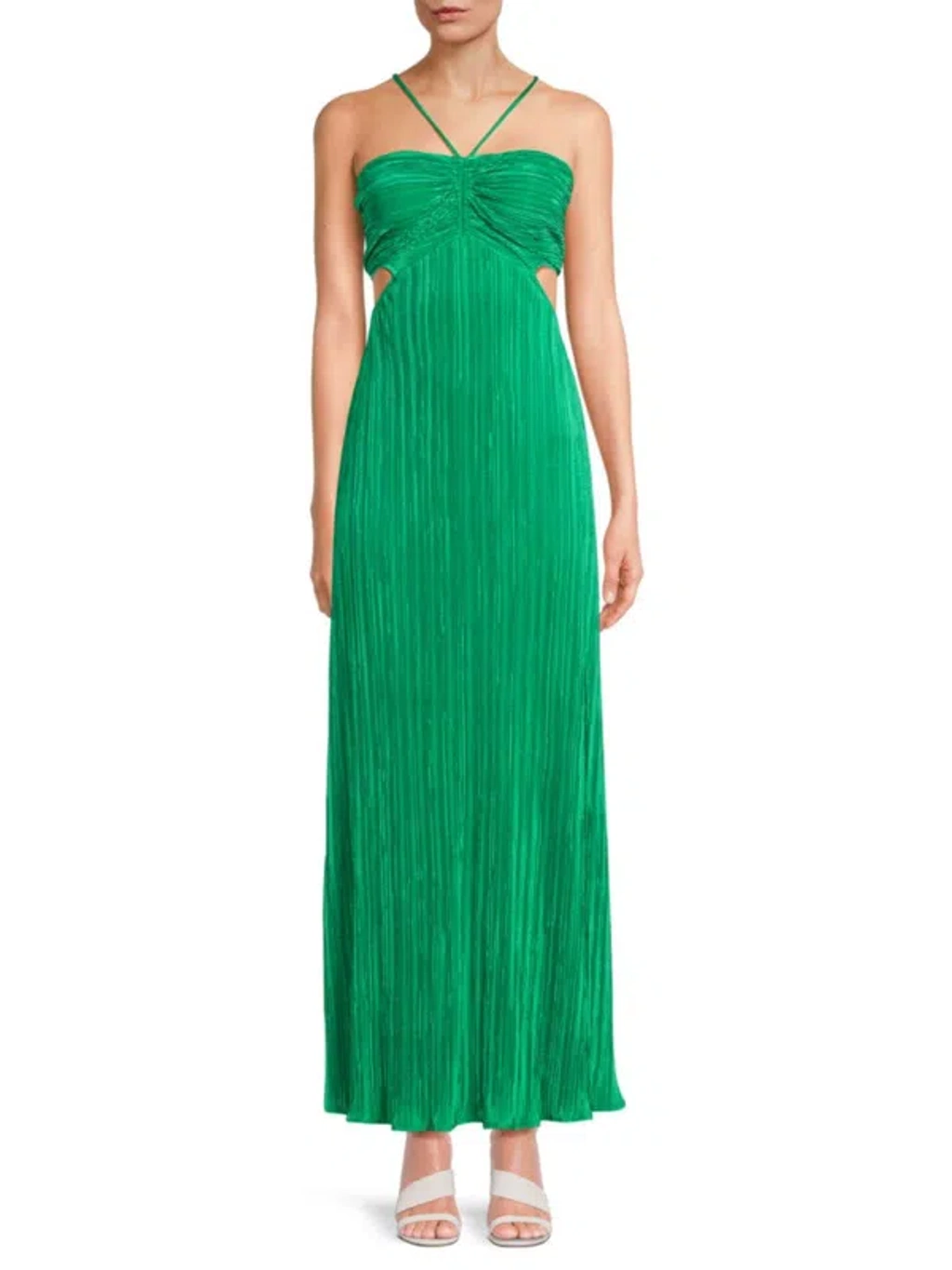 Renee C Women's Plisse Halter Maxi Dress In Emerald Green | ModeSens