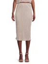 Renee C Women's Plisse Midi Pencil Skirt In Beige